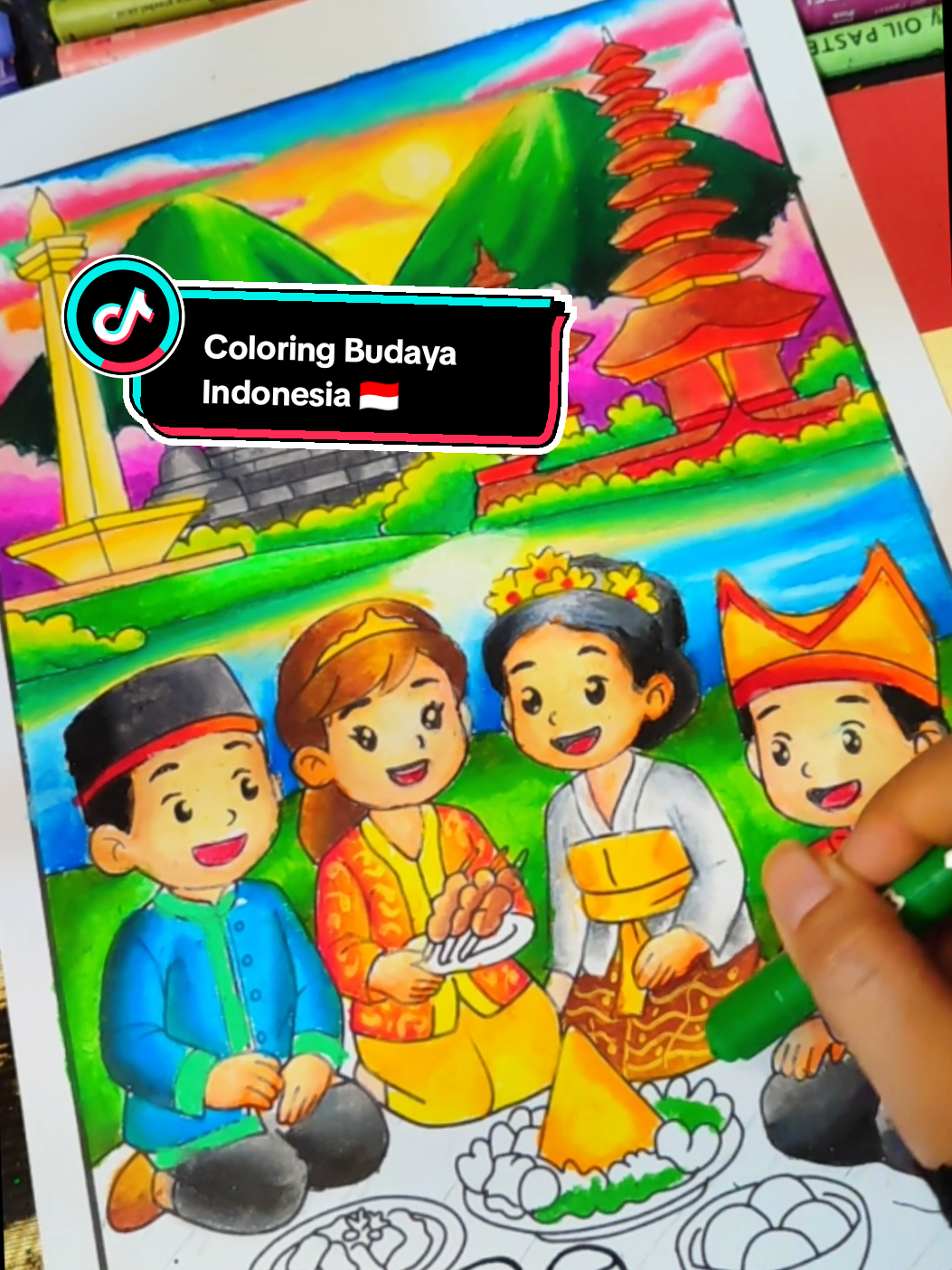 Mewarnai Tema budaya Indonesia #lombamewarnai #Crayon #coloring  #graps #fyp