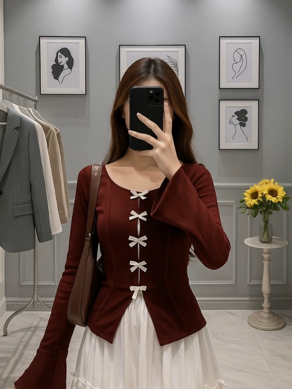 Atasan Wanita Leora Blouse Knit Blouse Pita Kekinian Baju panjang Casual#blousemurah #knit #baju #panjang #pita 