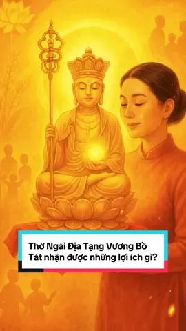 Lợi lạc khi thờ phụng Địa Tạng Vương Bồ Tát 🙏🏻🪷 Thờ phụng Ngài Địa Tạng Vương Bồ Tát mang lại nhiều lợi ích và phước lành cho người thực hành. Khi thỉnh tôn tượng của Ngài để thờ hoặc đem dâng tặng cho người khác (phương Bồ Tát chủ), người nhận sẽ có được nhiều lợi ích vô lượng, bao gồm: Tiêu trừ bệnh tật – giúp thân thể khỏe mạnh hơn. Hóa giải tội chướng – giảm bớt nghiệp chướng, những điều bất thiện đã gây ra. Giúp ước nguyện sớm thành hiện thực – thuận lợi trong công việc và cuộc sống. Tránh khỏi hiểm nguy, tai nạn bất ngờ – được bình an, hộ trì. Việc niệm danh hiệu Ngài Địa Tạng hoặc tụng Kinh Địa Tạng được coi là một việc thiện lành, đặc biệt khi hồi hướng công đức cho người thân sắp qua đời, sẽ giúp họ sớm được siêu thoát, vãng sanh về cõi Tịnh Độ. #diatangvuongbotat #diatangvuongbotatbonnguyen #nammodiatangvuongbotat #phatphap #dieuhong 