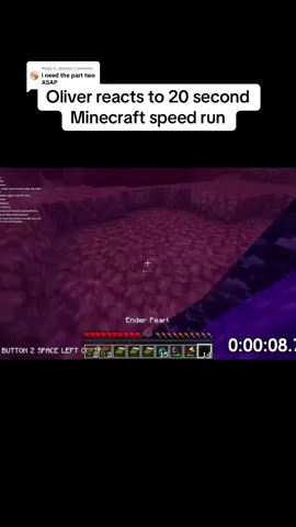 Replying to @JAnime Oliver reacts to 20 seconds speed run after beating Minecraft  (Oliver‘s first time playing Minecraft wrap up 2) #you#youtubeo#aboutOliveri#oliverp#fypn#Minecraft