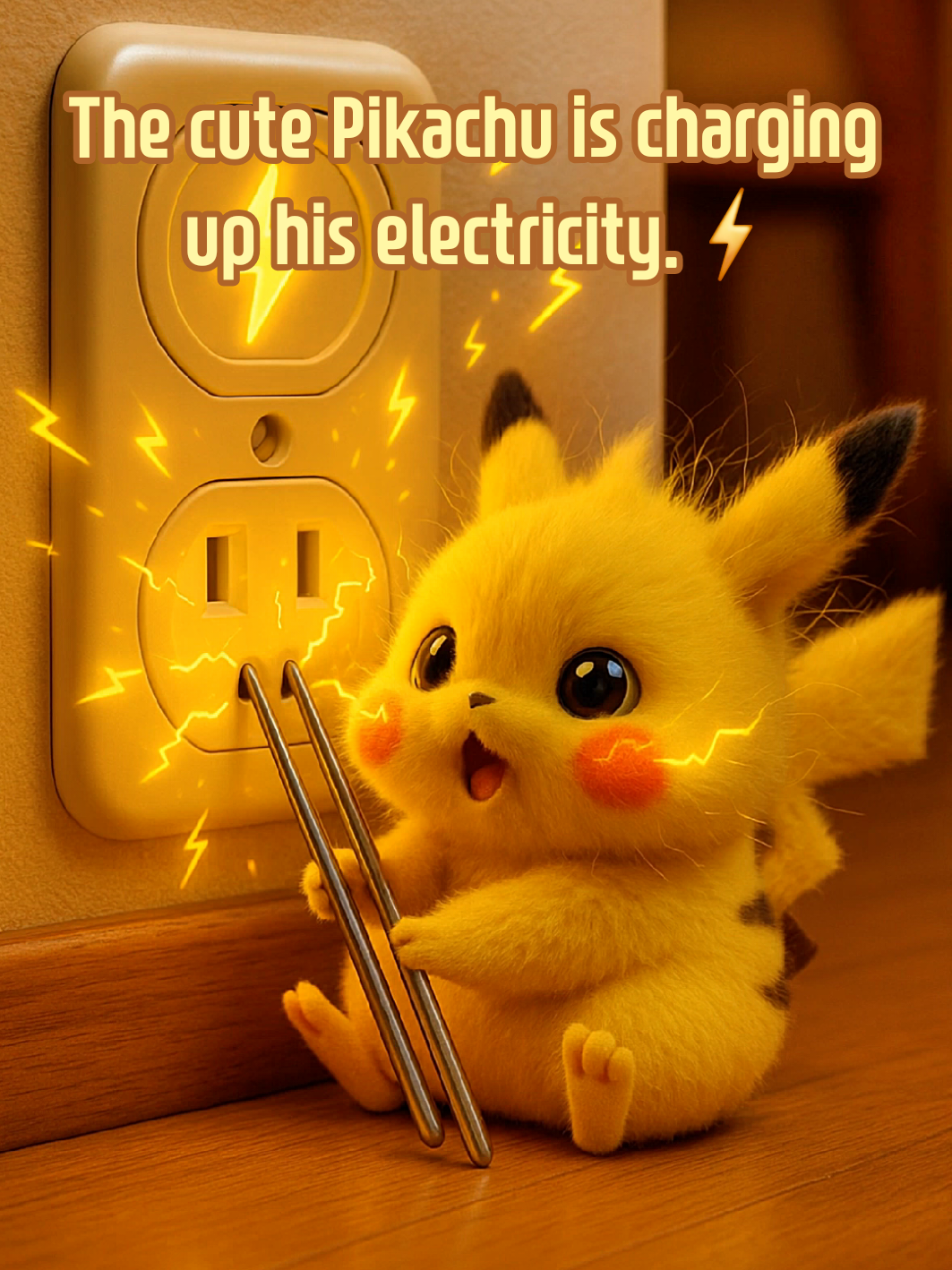 The cute Pikachu is charging up his electricity.⚡️ #pikachu #cute 