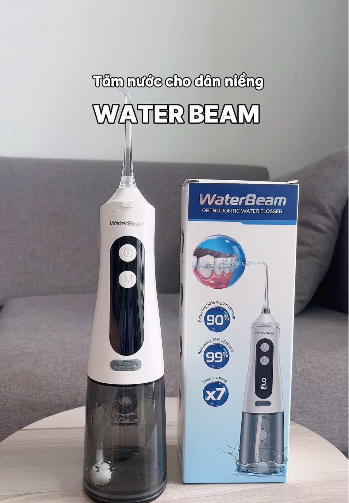 Dân niềng nên dùng tăm nước để làm sạch răng tốt hơn nha ✨ tăm nước WaterBeam này dùng okee lắm nè #hgreview #waterbeam #tamnuocwaterbeam #tamnuoc #chamsocrangmieng 