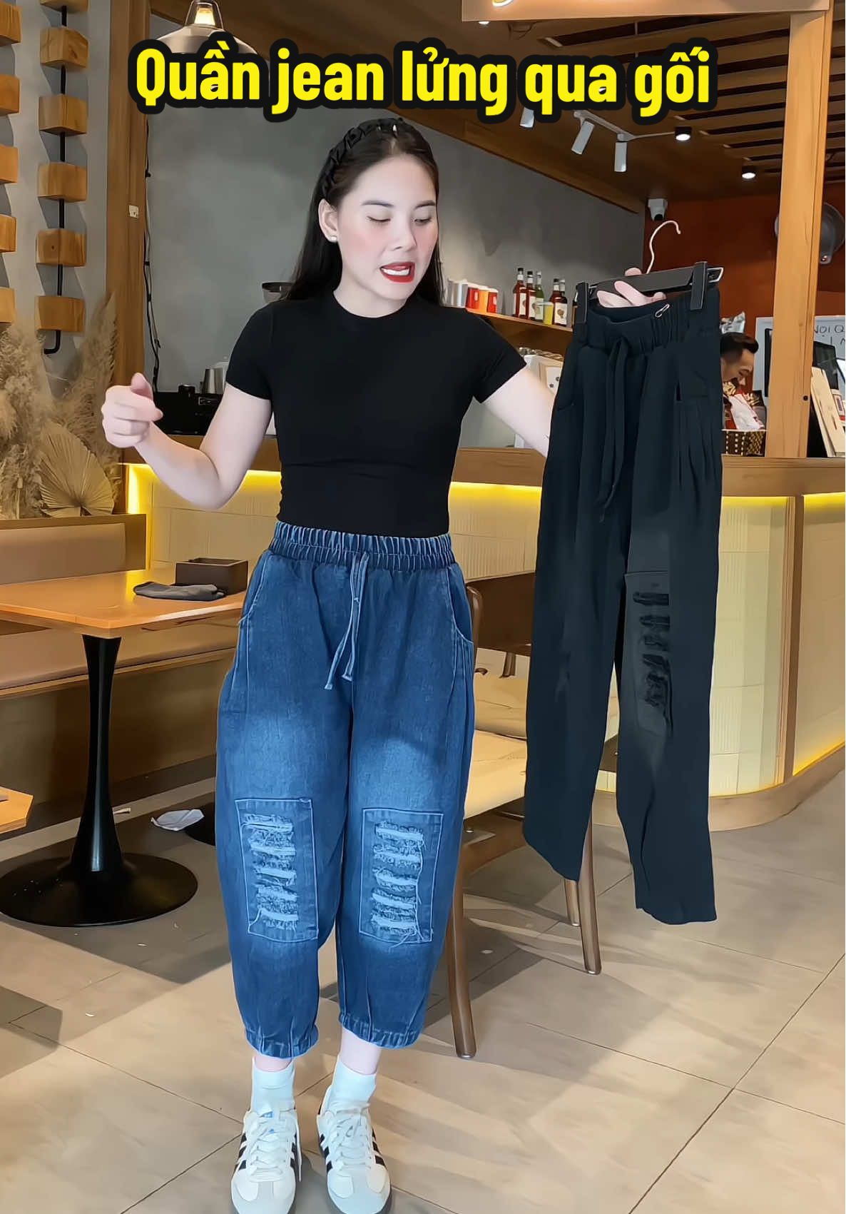 Quần jean lửng rách trẻ trung #quanjeanlung #quanjeannu #jeans #bigsize 