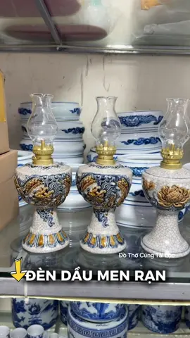 Đèn dầu men rạn đắp nổi Bát Tràng, đèn dầu thờ cúng #dendau #dendauthocung #dendautho #dothomenran #dothocungtailoc 