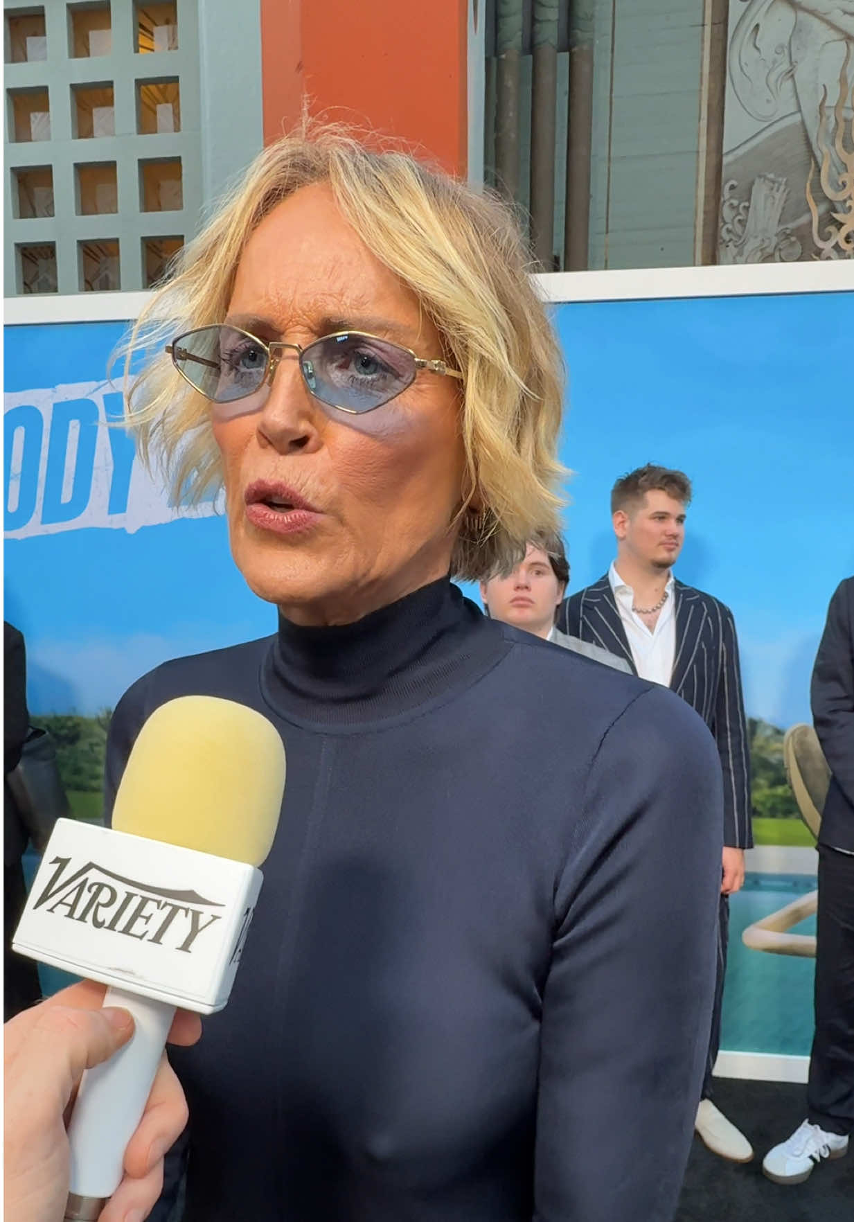 Who is making this their alarm click sound? I am, compliments of my interview with Sharon Stone last night at the “Nobody 2” premiere. #justforvariety #redcarpet #sharonstone 