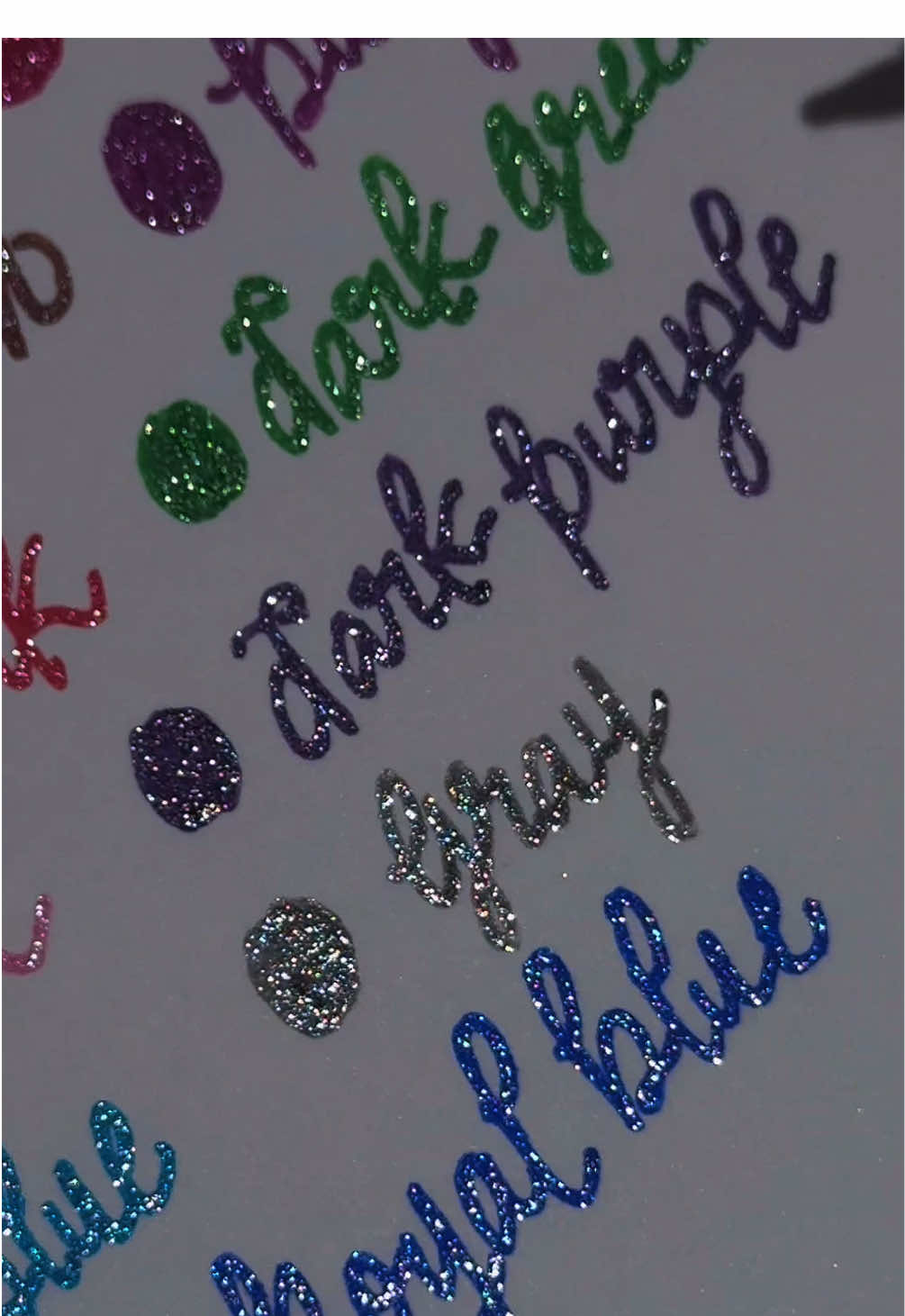All 36 glitter pen colors from the Saspoo pack 😮‍💨 #glitterpens #handwriting #calligraphy #satisfying 