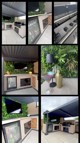 The garden outdoor kitchen is dreams 👌🏻 “This isn’t a holiday villa… it’s our back garden!” ✨ 🔥 Our dream outdoor kitchen is finally here — and it’s giving serious luxury garden goals! Black louvered pergola, creamy quartz countertops, built-in BBQ & smoker, outdoor fridge, lantern lighting… and a dining space made for long summer nights. Still to come: lush lawn, raised planters, and sleek slatted fencing — then the full reveal will blow your mind. Follow for the before & after 👀 #gardenrenovation outdoorkitchen  #Bac#BackyardGoalsr#PergolaVibesfrescoDining  