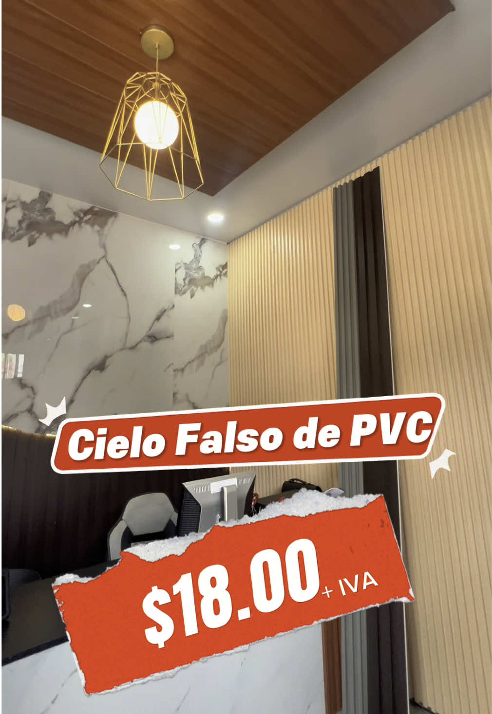 PROMOCIÓN DE CIELO FALSO PVC A $18 el m2 más IVA incluye materiales y mano de obra, promoción válida hasta el 30 de agosto 2025  #cielofalsopvc #elsalvador🇸🇻 #Wpc #construction #diseño 