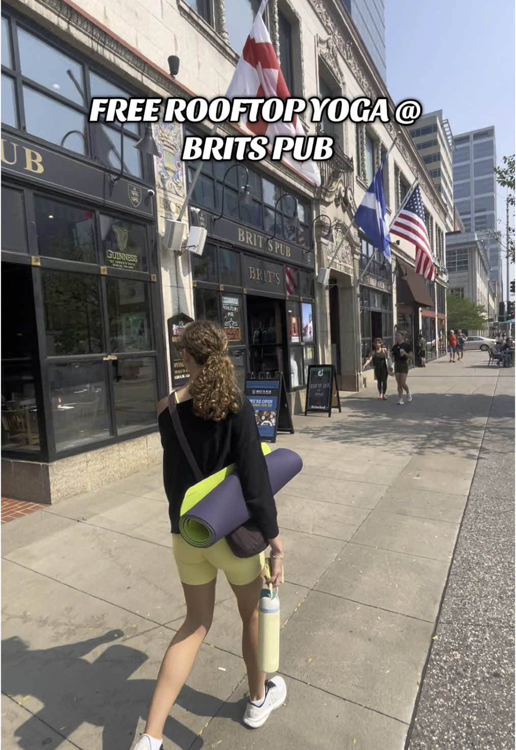 Join us for Rooftop Yoga this Saturday at Brit’s Pub in Minneapolis! 🧘‍♀️🌇 1️⃣ Download the YogaFit App 2️⃣ Select Saturday, the 16th 3️⃣ Book the free 