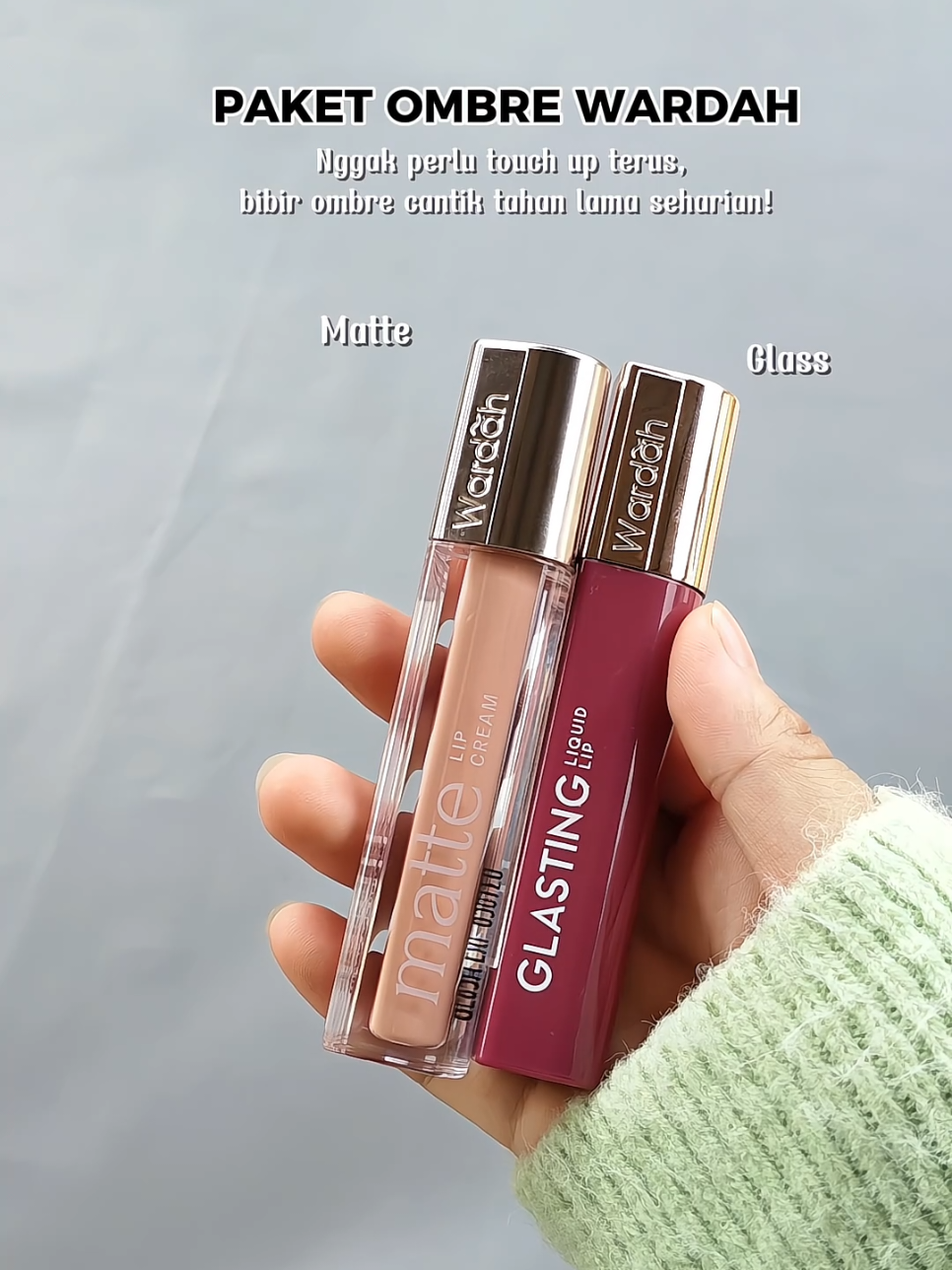 Satu paket, dua fungsi 😍 cover bibir gelap & kasih efek ombre ala idol Korea ^^ #wardah #wardahombrelips #lipombre #mattelipcream #glastingliquidlip 