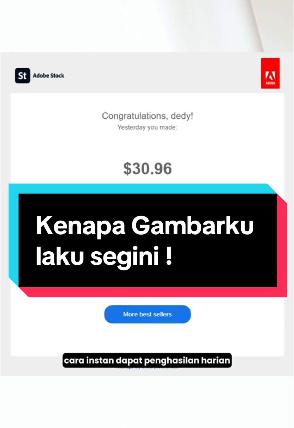 Cara instan mendapatkan cuan “SEGINI” di microstock! Simak ya.. #microstockcontributor #cuandarirumah #foryoupage 