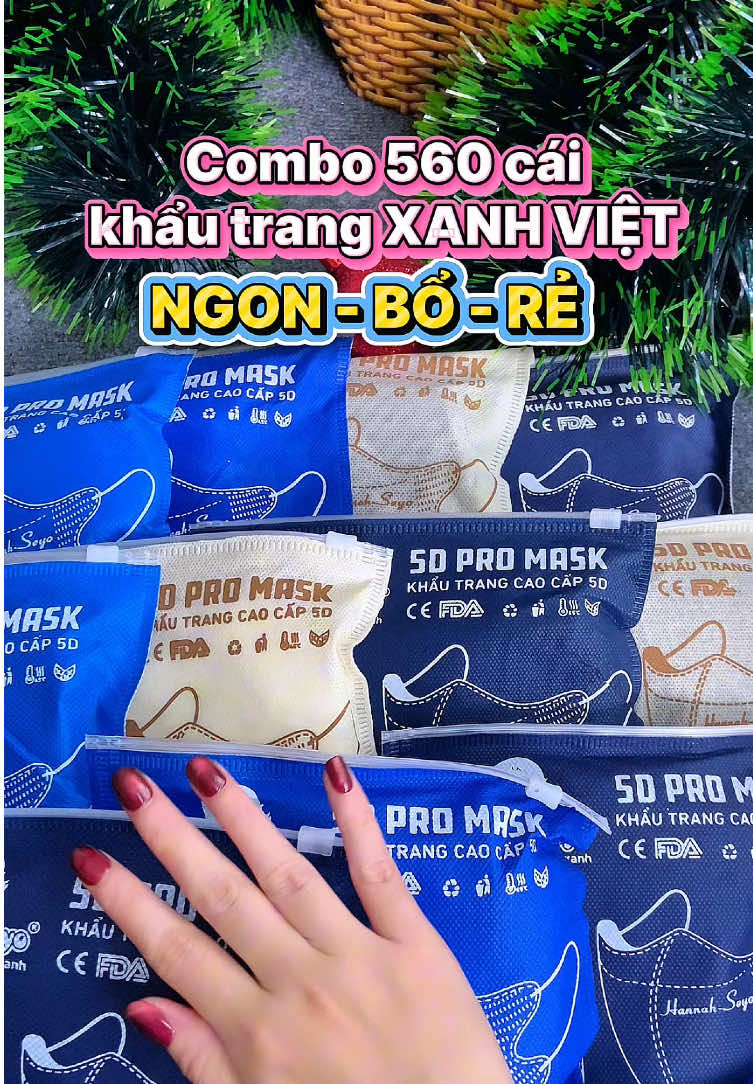 Combo 560 cái khẩu trang 5D Xanh Việt hời quá lại còn chất lượng #khautranggiare79 #khautrang  #khautrang5d #khautrangxanhviet #khautranghannahseyo 
