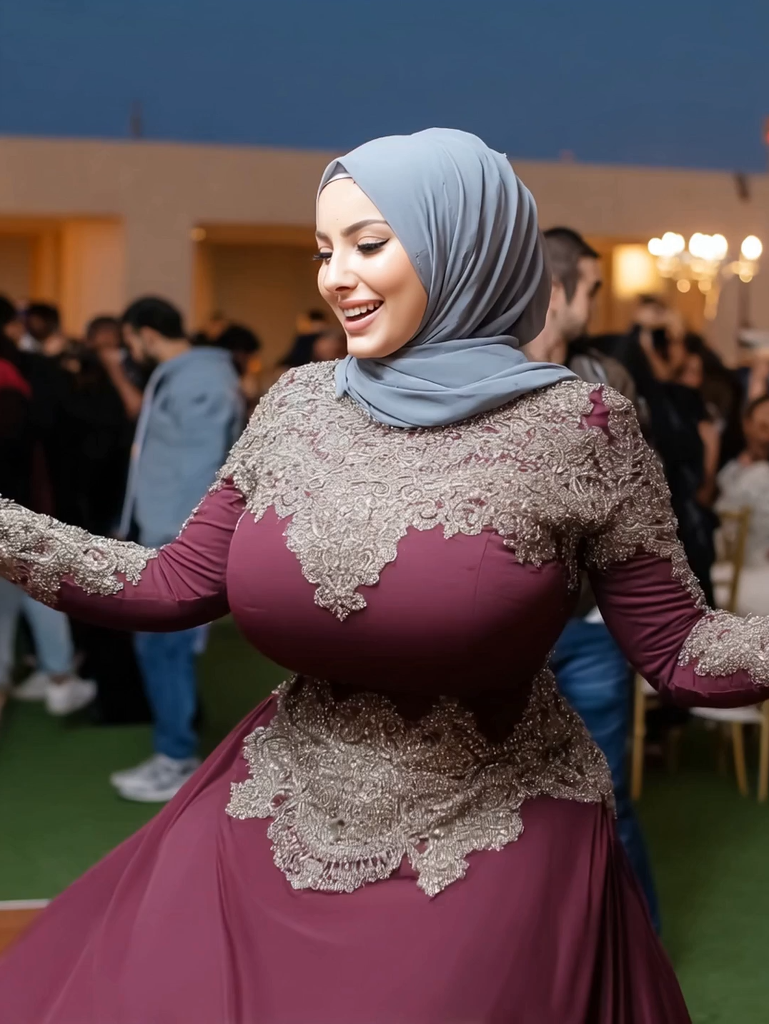 slow motion dancing slowly , bouncing