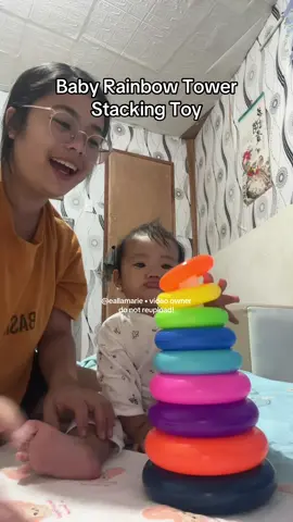 sympre tuwang tuwa si baby dito sa rainbow tower stacking toy nya 😍 #stackingtoy #babytoys #toysforbaby #toys #rainbowtower 