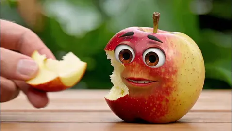 Apel Eat Apel #cutebaby #cute #fruit #ai  #fyp 