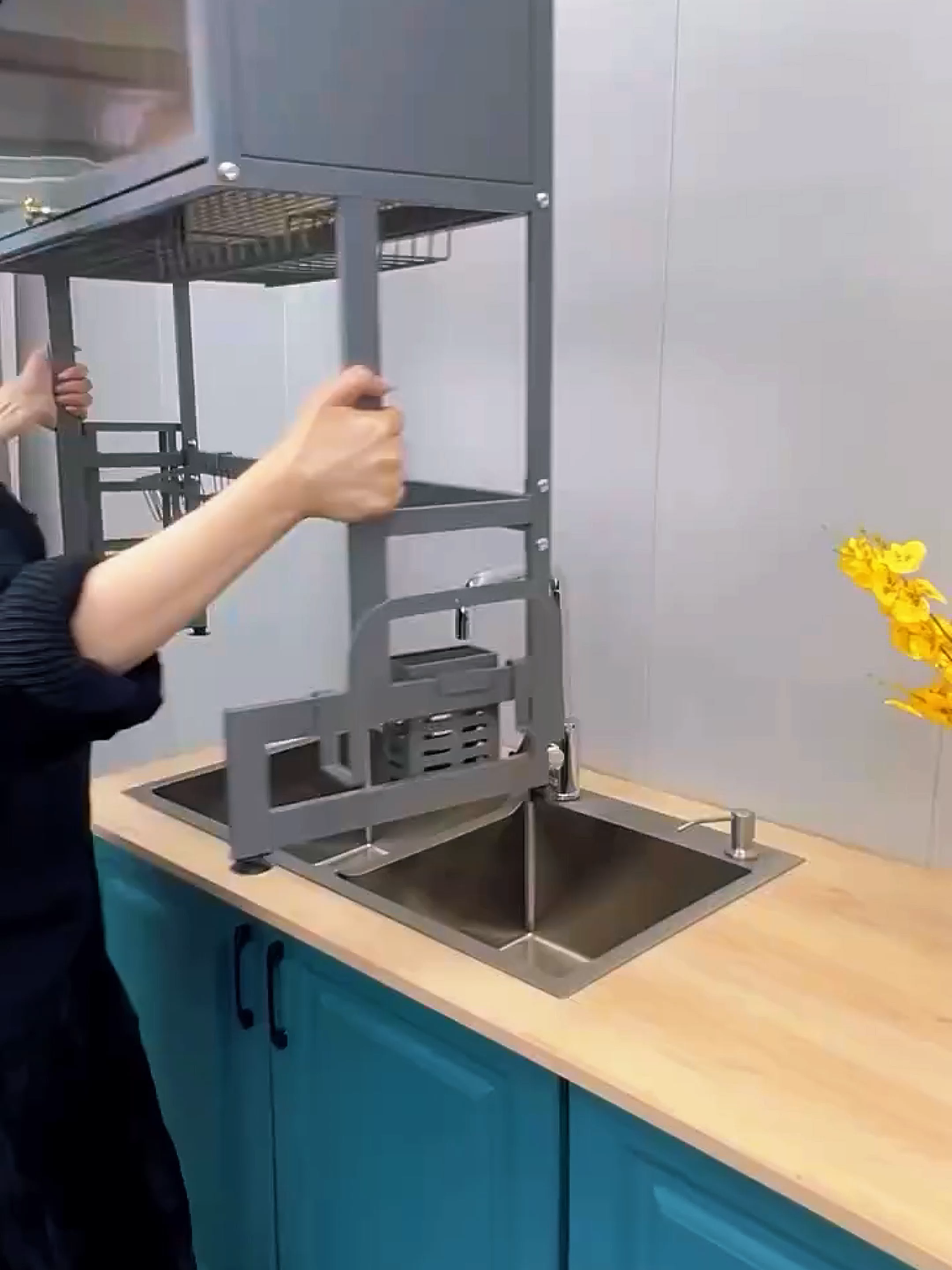 Dry and store dishes neatly with this over-the-sink dish rack cabinet. 🍴 Shop now! #DishRack #KitchenOrganizer #fyppppppppppppppppppppppp