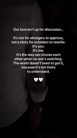 Rule #1 — What we share isn’t built for the world to understand. It’s not open for votes, approval, or explanations. It’s ours—every inside joke, every late-night confession, every way we choose each other in silence when the world gets loud. We’re not a community project. We’re a love written in our own language, and only we can read it. #fyp #relationshipgoals #couplegoals #loveyou 