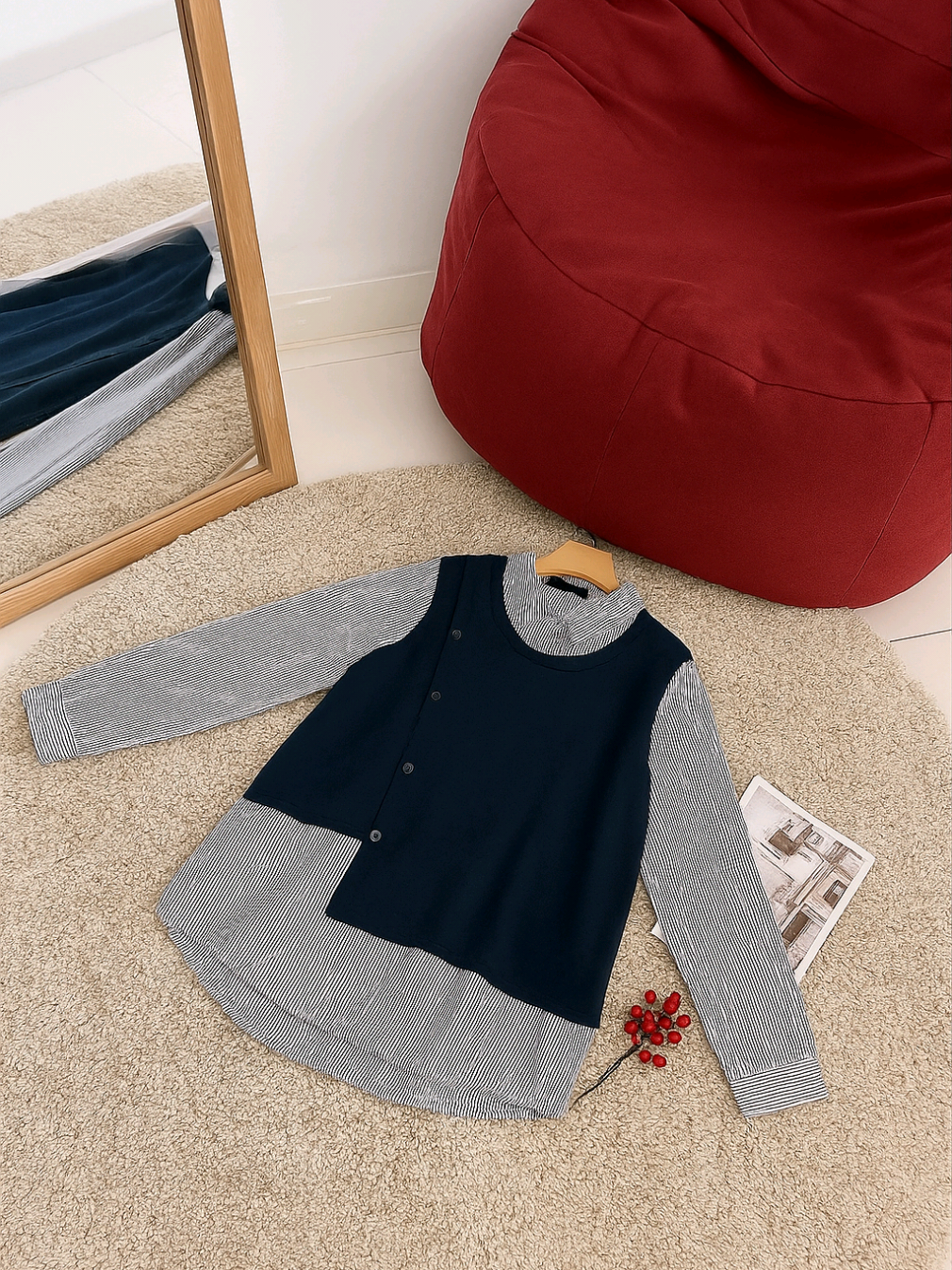 Paula Blouse Babyterry Mix salur Atasan Panjang Wanita Korean Style Size S M L XL XXL XXXL 5L #blouse #atasanwanita #racuntiktok  #stelanwanita #lewatberanda #cod #blousemurah #kemejawanita #promo #outfit 