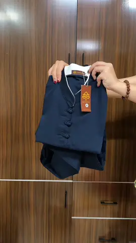 Bộ đồ lam đi chùa nam thêu 