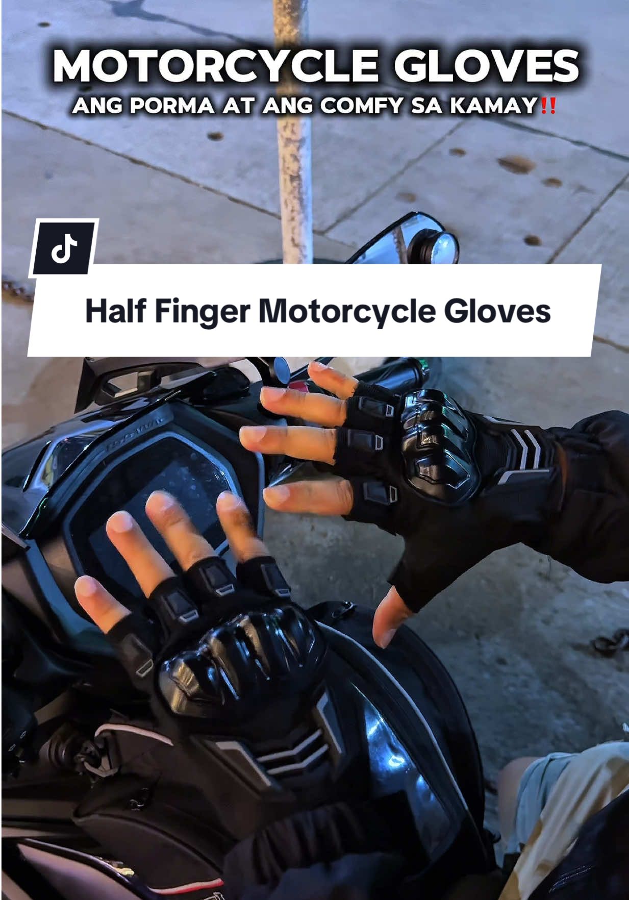 Angas talaga ng half finger motorcycle gloves na to😭 ang porma at ang comfy pa sa kamay🫶 #motorcyclegloves #gloves #halffingergloves #motorgloves #fyp 
