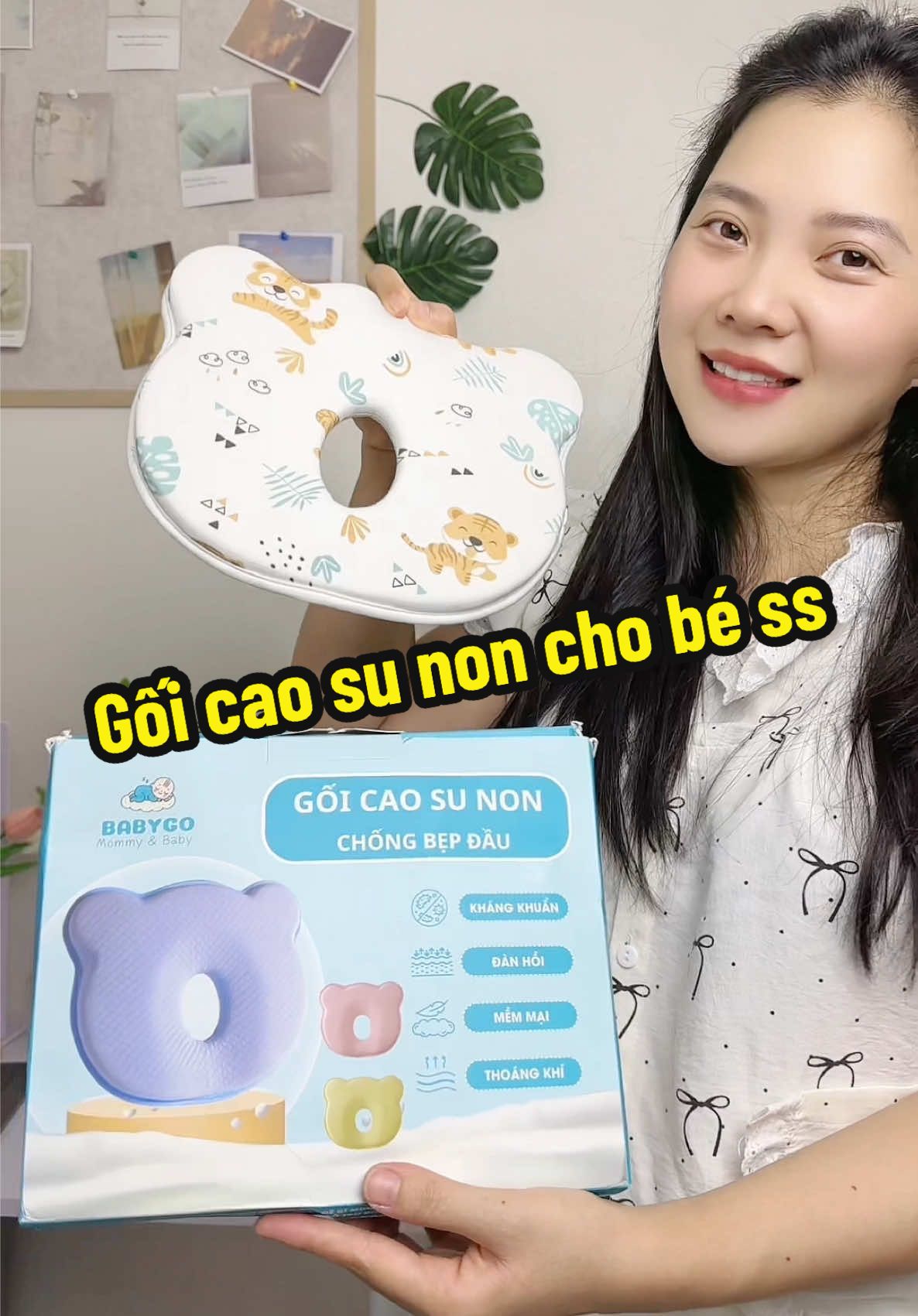 Gối định hình đầu bé cao su non thoáng mát, định hình form đầu tròn cho bé #goichongbepdau #goicaosunonchobe #mebimsua 