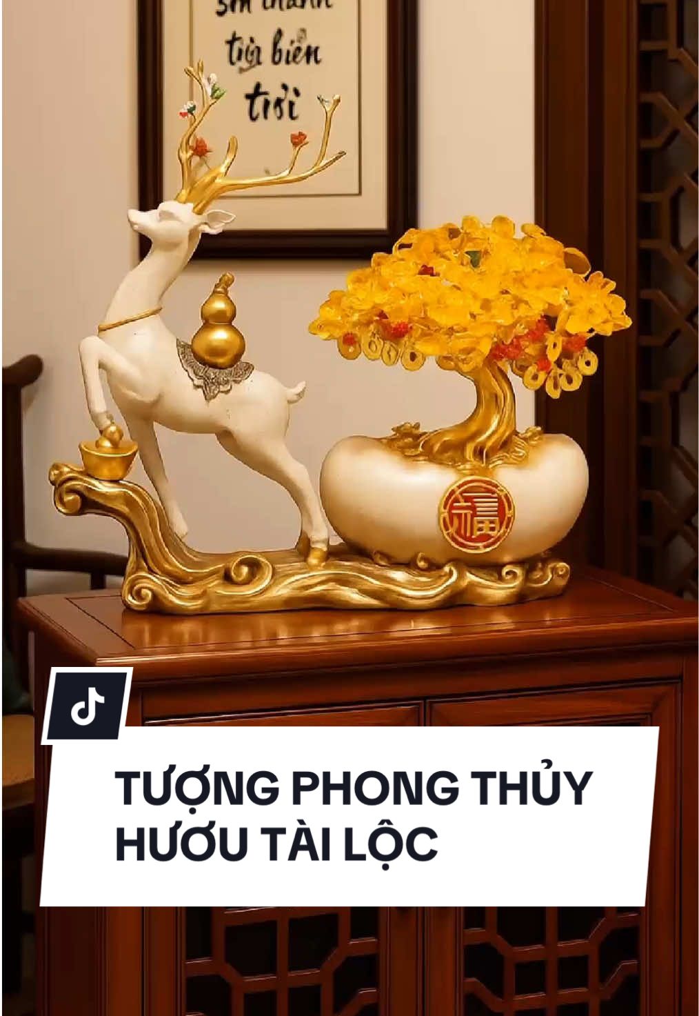Chiêu tài hút lộc với tượng Hươu Tài Lộc Kéo Cây Kim Tiền này nha. #phongthuytailoc #vatphamphongthuy #dophongthuy #quatangphongthuy #trangtriphongthuy