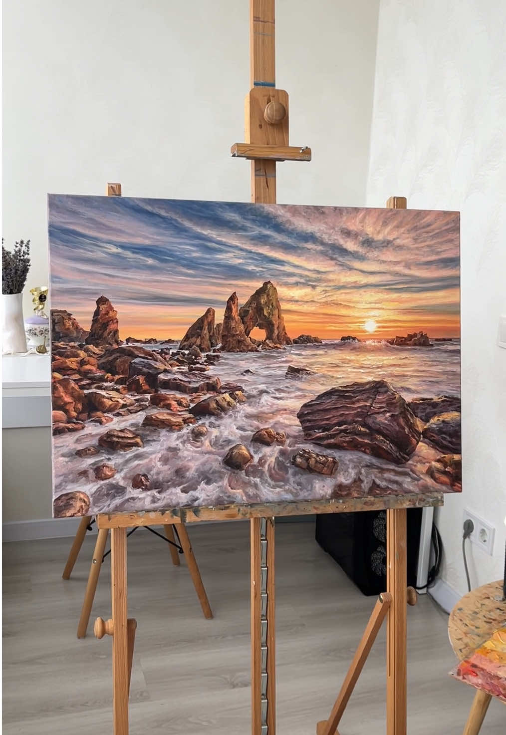 Commissioned oil painting, 28x20 inches  It’s so romantic place called Crohy Head in Ireland 💛  #paintingprocess #sunsetlover #artistontiktok #oilpainting #artlovers 