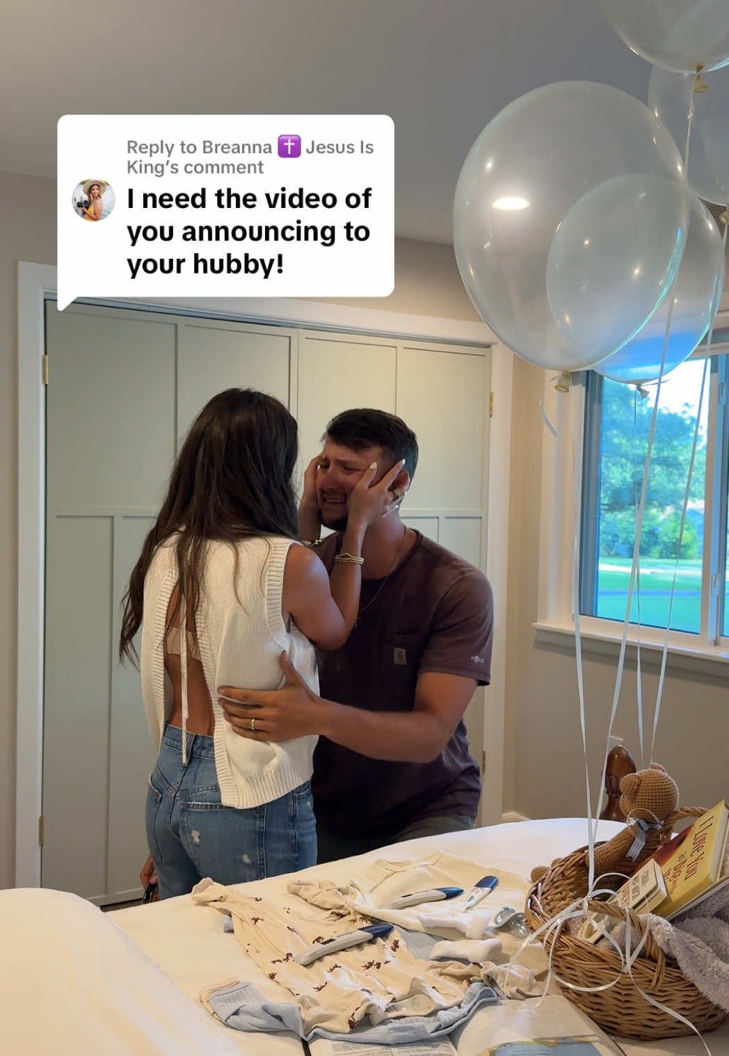 Replying to @Breanna ✝️ Jesus Is King THANK YOU TO EVERYONE WHO COMMENTED ON OUR LAST VIDEO. my husband and I are so grateful. 🥹 This is my husbands reaction to us being pregnant after 3 years on our TTC journey! GOD IS GOOD 🩷 #hozieryell #infertility #unexplainedinfertility #ttcjourney #pregancyannouncement #husbandsreaction 