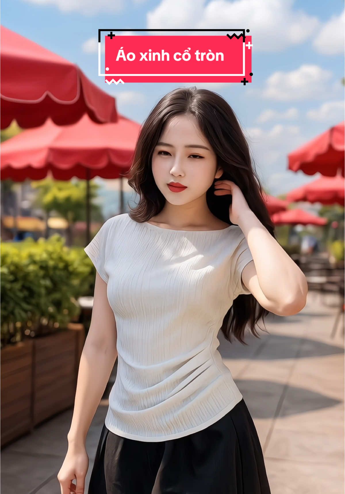 Áo cổ tròn chít v2 mặc sang đẹp #hangshoping #xuhuongtiktok #xh #quanao #ao 