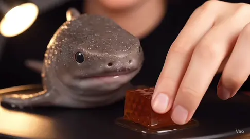 Feeding honey to cute white shark (AI) #ai #asmr #relax 