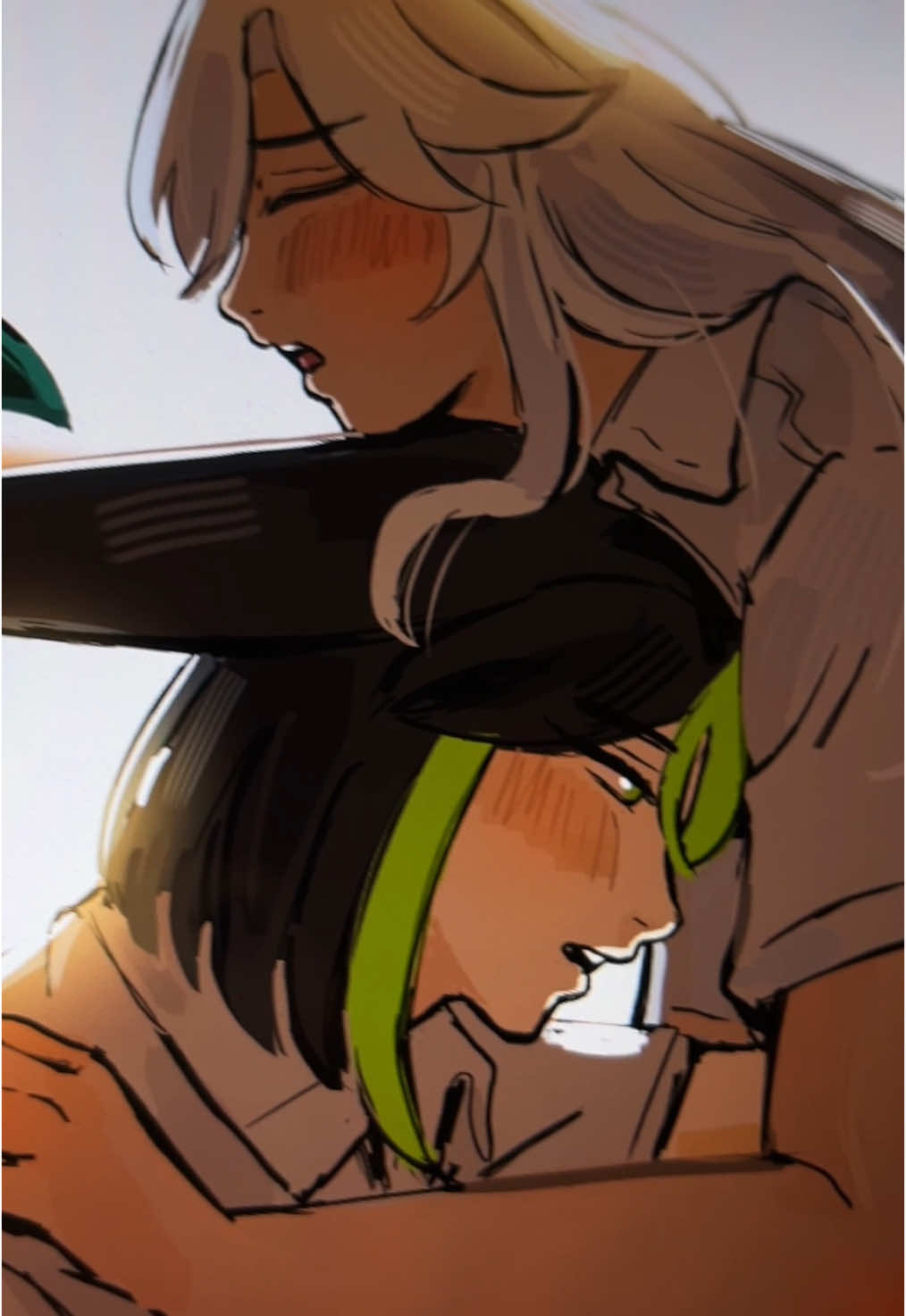 TSHD but Cynonari??? Ngl I had to redraw this scene bc Cyno has white hair + Hermanubis inside and tighnari is fruity #tighnari #cyno #cynonari #cynari #genshin #tshd #thesummerhikarudied #fanart #digitalart