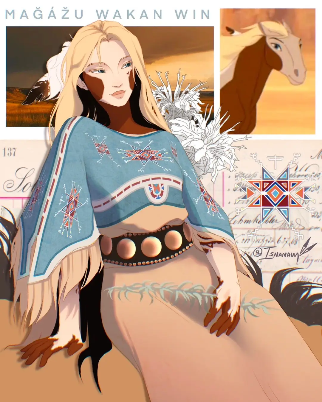(Repost whoops) Finished these while camping at the little shell powwow over the weekend | #nativeoc #spiritandrain  #spiritstallionofthecimarron #nativeartist #originalcharacter