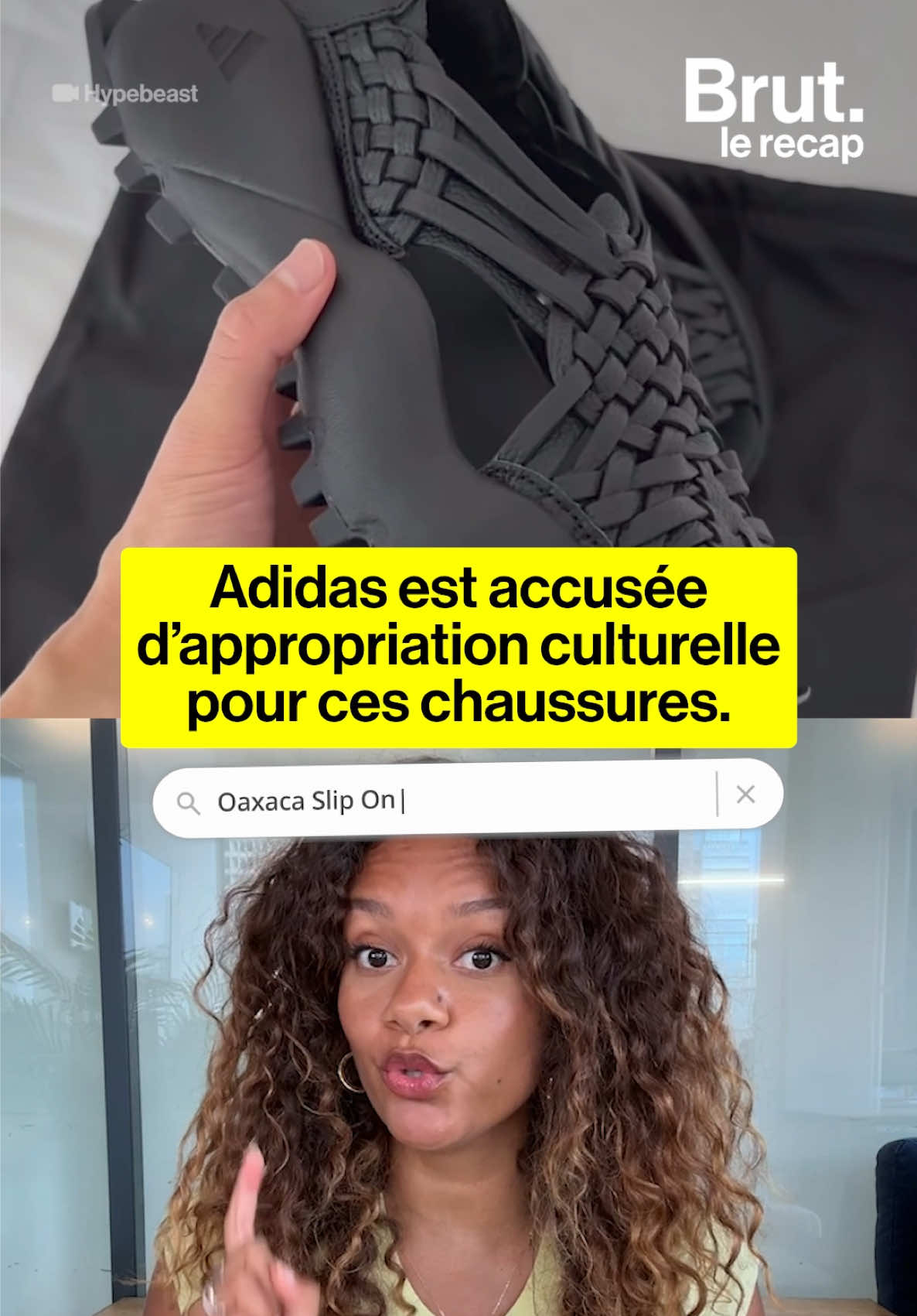 Il est 20h. Adidas est accusée d’appropriation culturelle pour ce modèle de chaussures. Le gouvernement mexicain réclame un dédommagement. @Canelle Sab récap. 
