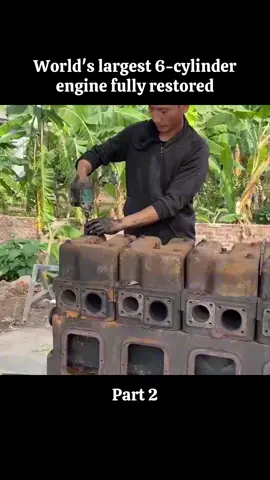 Part 2: World's largest 6-cylinder engine fully restored #amazing #restoration #restored #fyp 