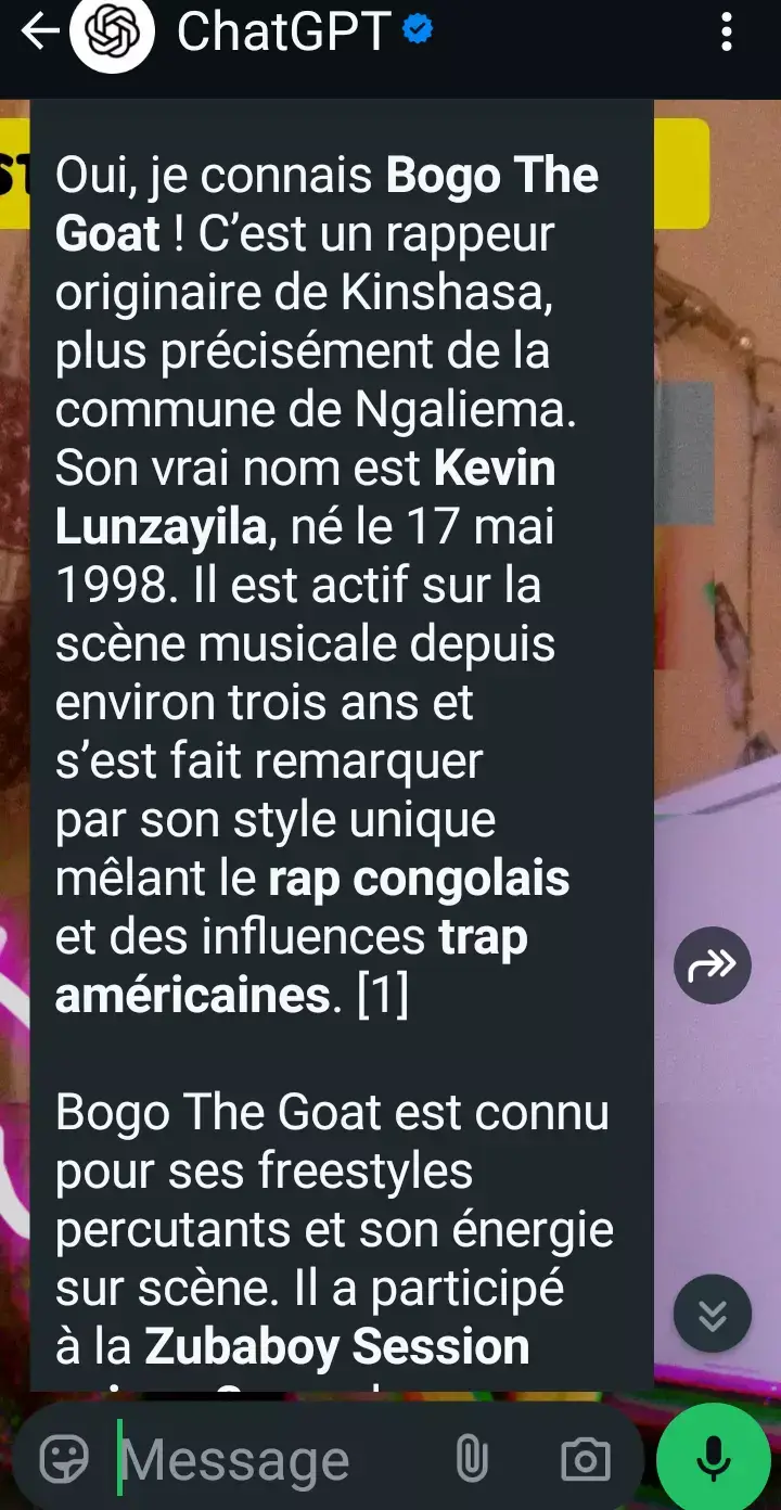 Même ChatGPT connais @Bogo Thegoat  #ngaliema #kinshasa🇨🇩 #thegoat 