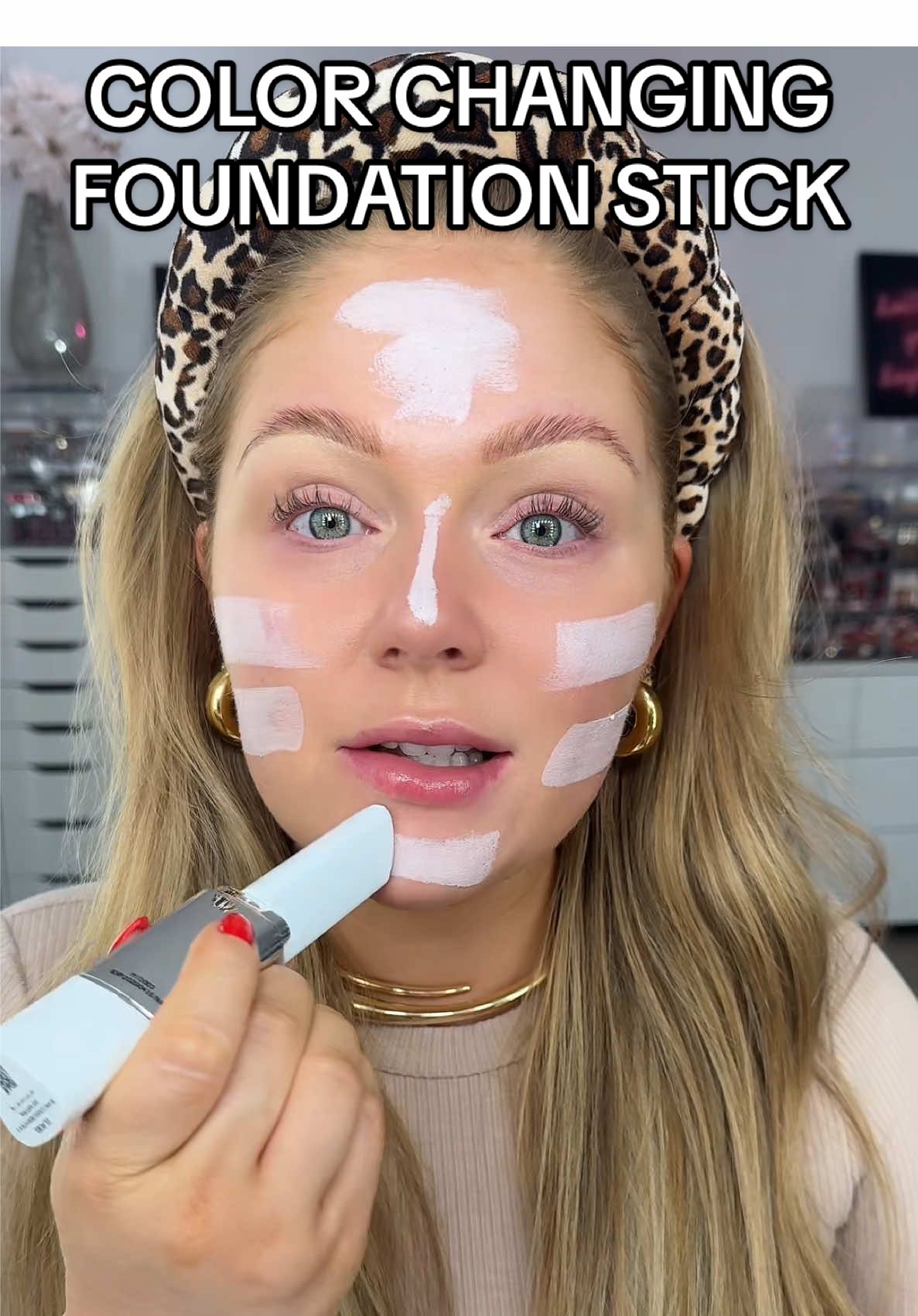 Trying the elroel white color changing foundation stick that is suppose to instantly perfect your skin and be your perfect foundation shade match #makeup #beauty #foundation #colorchangingfoundation #BeautyTok 