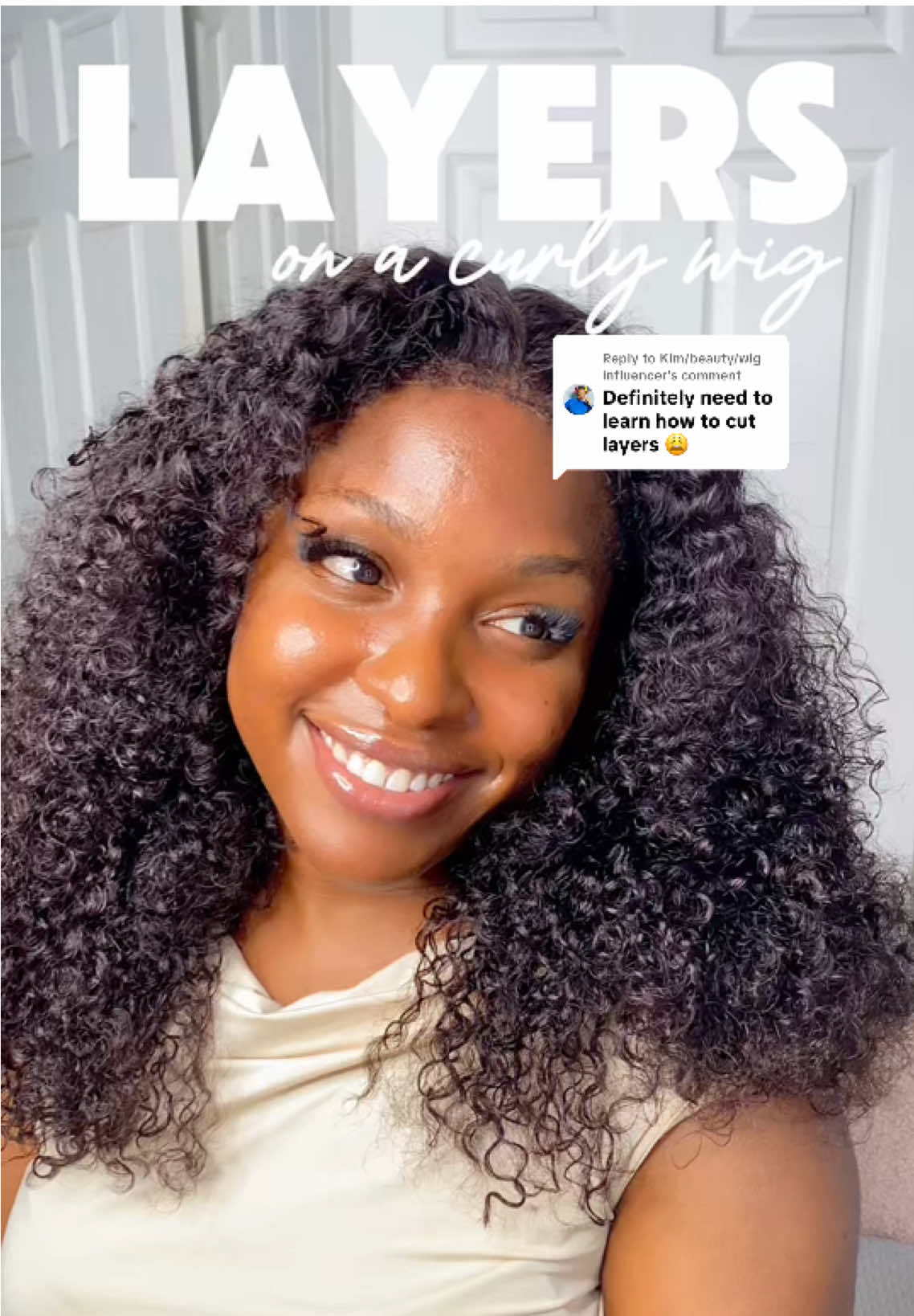 Replying to @Kim/beauty/wig influencer  layers on a curly wig 💕 this wig is so fullllllll ! #curlywig #cuttinglayers #wiglayers #wigstyling #idojann 