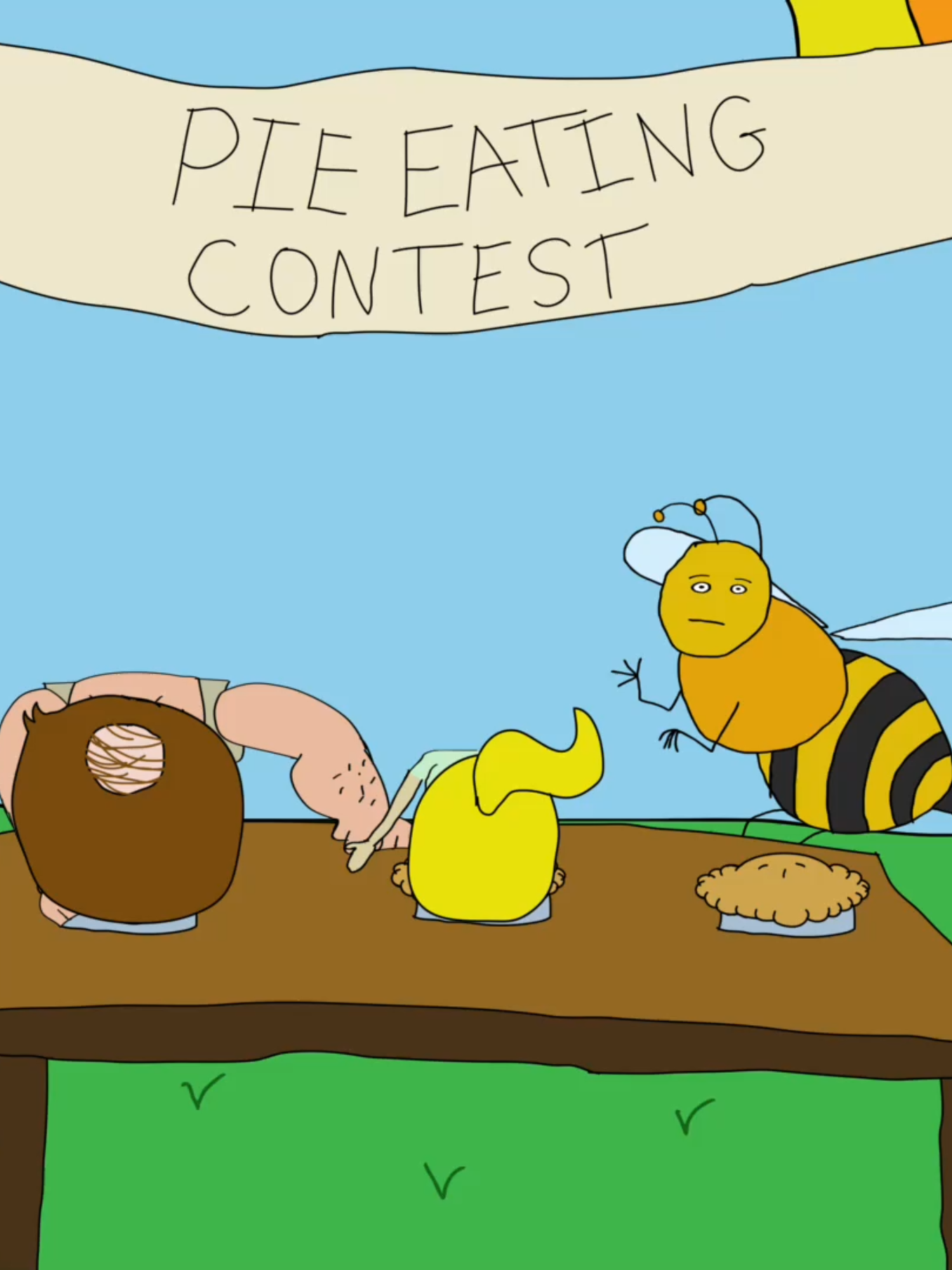 Bee 🐝 In A Pie 🥧 Eating Contest 🏆 My linktree: https://linktr.ee/madelinehonig  #pie #pieeating #eating #eatingcontest  #beeanimations