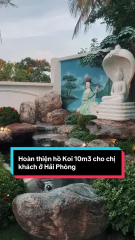 Hoàn thiện hồ Koi 10m3 cho chị khách Hải Phòng, giữ nguyên Tượng bà và khung cảnh phía sau theo yêu cầu. Thành quả hài hòa với tiểu cảnh đá, cây xanh và đèn trang trí, mang lại không gian thư giãn, bình yên.#sanvuon #gardendesign #koi #thugian #sanvuonphuongdong 