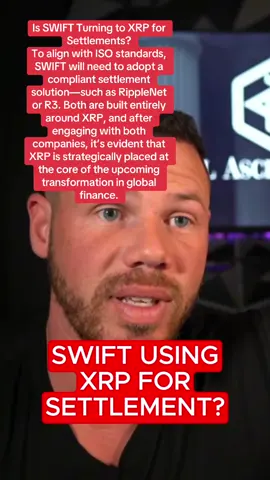 Is SWIFT Turning to XRP for Settlements? To align with ISO standards, SWIFT will need to adopt a compliant settlement solution—such as RippleNet or R3. Both are built entirely around XRP, and after engaging with both companies, it’s evident that XRP is strategically placed at the core of the upcoming transformation in global finance. #xrp #xrpcommunity #xrpripple #xrpnews #xrpcrypto
