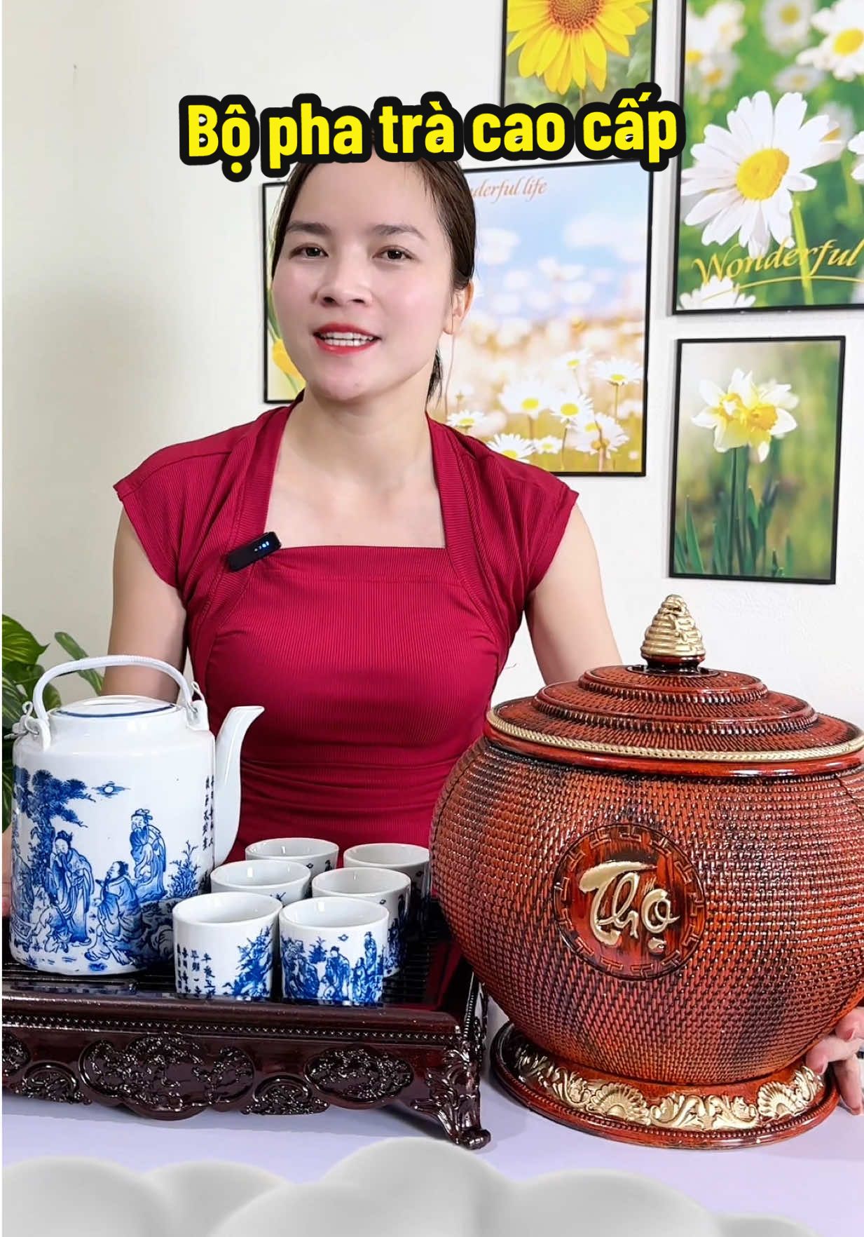 Giỏ ủ ấm trà, ấm pha trà, kèm 6 tách trà và khay đựng 9 món cao cấp #bophatra #giouamtichphatra #uongtra #giadungtienich #vanvuive6262 