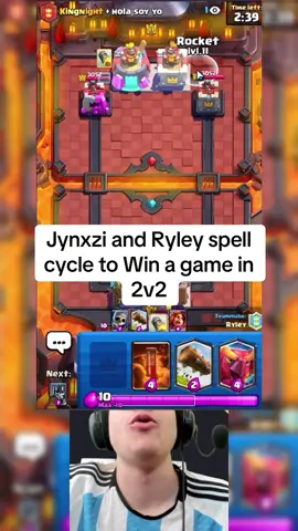 Jynxzi and Ryley spell cycle to win a game in 2v2 mode #jynxzi #jynxziclips #cr #clashroyale #jynxziclashroyale 