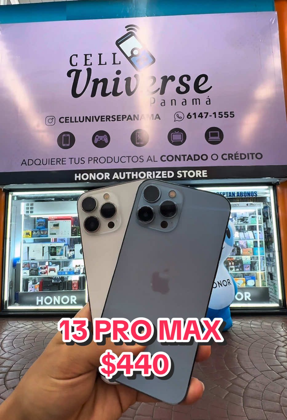 🔥IPHONE 13 PRO MAX VITRINA  💵 $440 128GB  ✅LLÉVATELO SOLO CON TU CÉDULA Y ABONO INICIAL  🚛 ENVÍOS A TODO PANAMÁ 🇵🇦  📍CENTRO COMERCIAL LOS PUEBLOS, PASILLO PRINCIPAL FRENTE A GEMAS JOYEROS (letrero lila).  ‼️PROMOCIÓN VÁLIDA HASTA EL 31 DE AGOSTO 2025 ‼️sujeto a verificación crediticia 