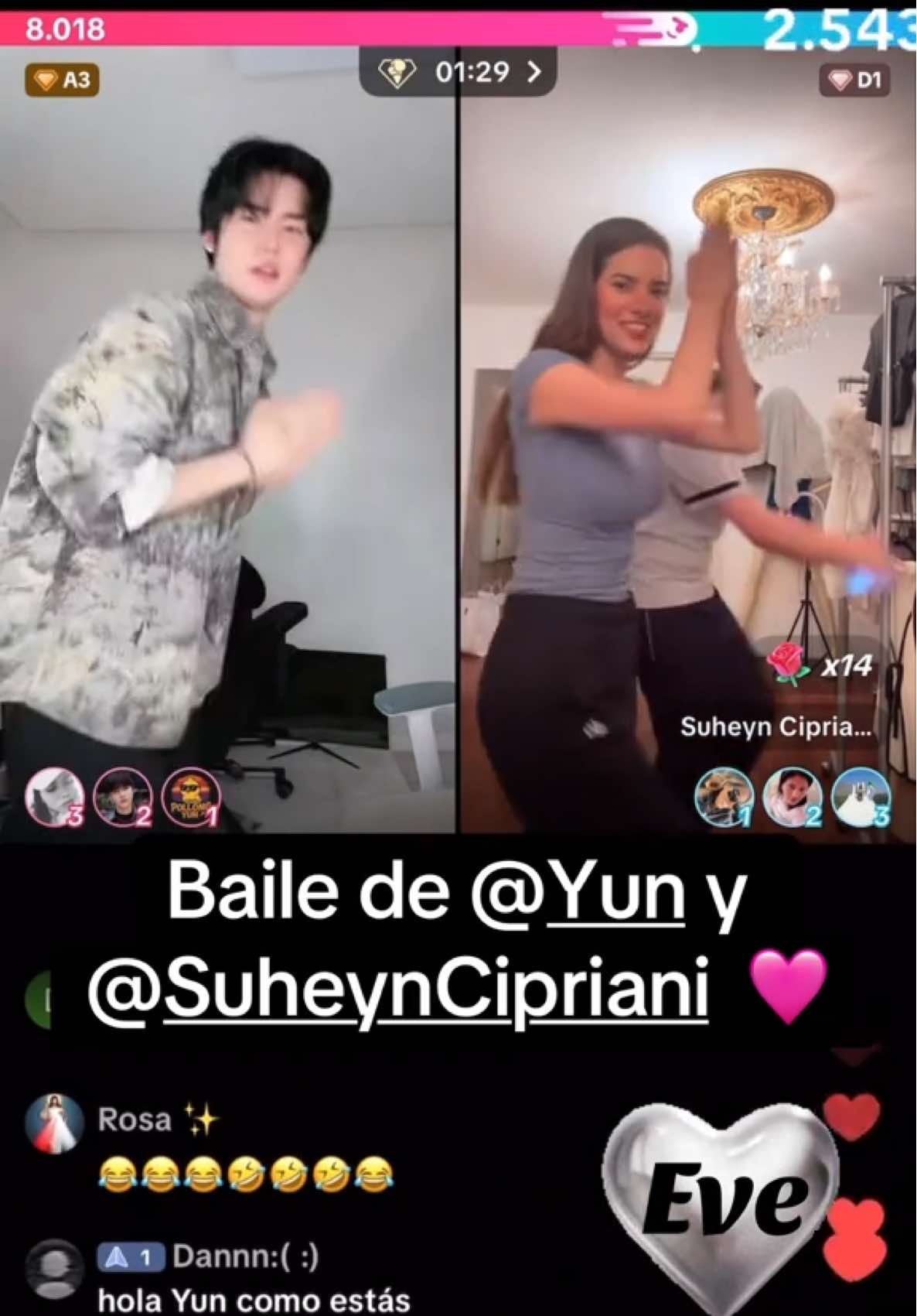 @Yun y @Suheyn Cipriani bailando y el #cuñado de #yun 😂🩷🩷🩷🩷 #corea #seul #missperu 