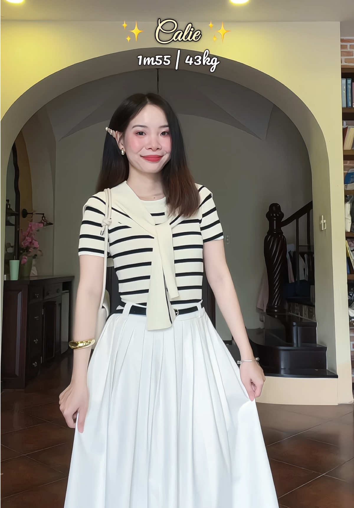 Áo len kèm khăn rời phối chân váy xinh #outfitideas #OOTD #setdoxinh #calie #bluetobloom 