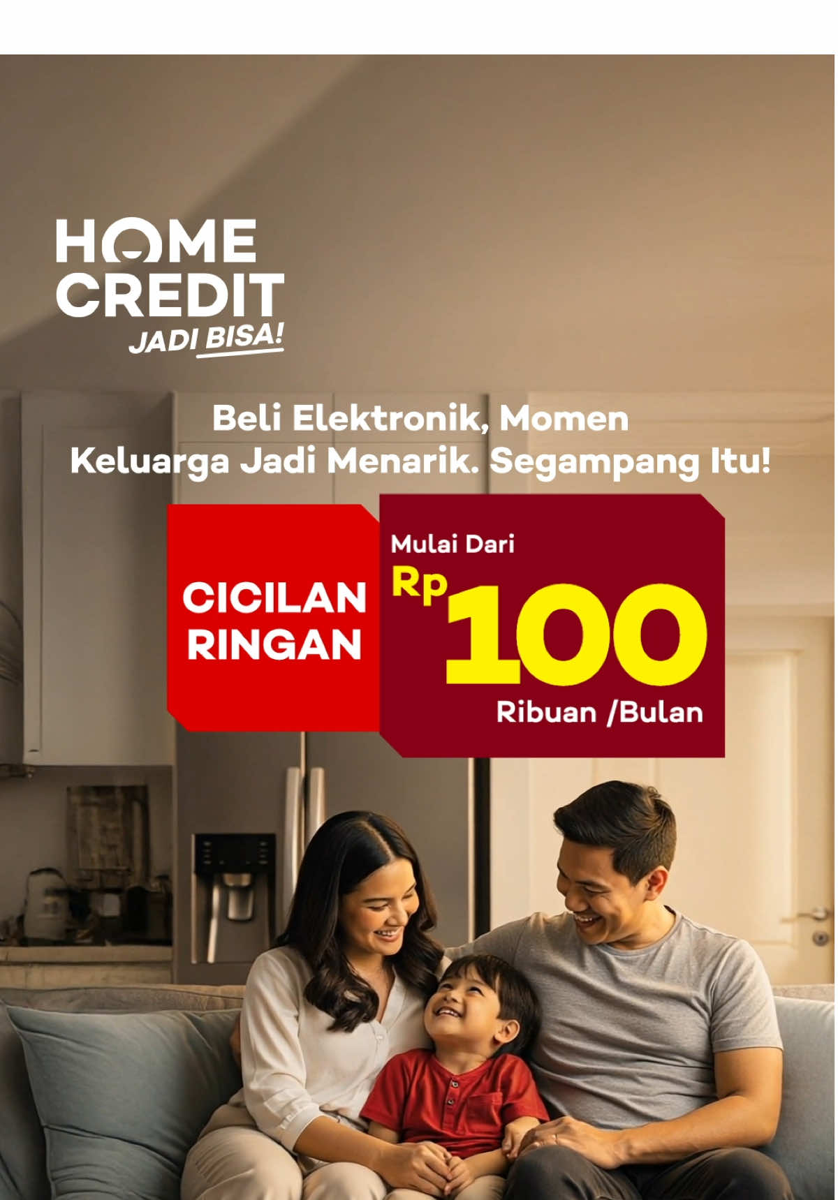 Gak perlu nunggu lagi untuk membuat momen keluarga jadi lebih menarik!  Dengan Home Credit, kamu bisa langsung beli gadget, elektronik, atau furnitur tanpa harus mengeluarkan tabunganmu. Nikmati Bunga Spesial 0% dan promo cicilan lainnya yang bikin belanja jadi lebih mudah. Cuma butuh 3 langkah gampang: 1) Download aplikasi MyHomeCredit lewat profil TikTok kami. 2) Daftar dan cek limit yang tersedia untuk kamu. 3) Datang ke toko mitra Home Credit dan temui sales agent kami. Dengan Home Credit, momen berharga bersama keluarga bisa dimulai sekarang juga!  #HomeCredit #SegampangItu