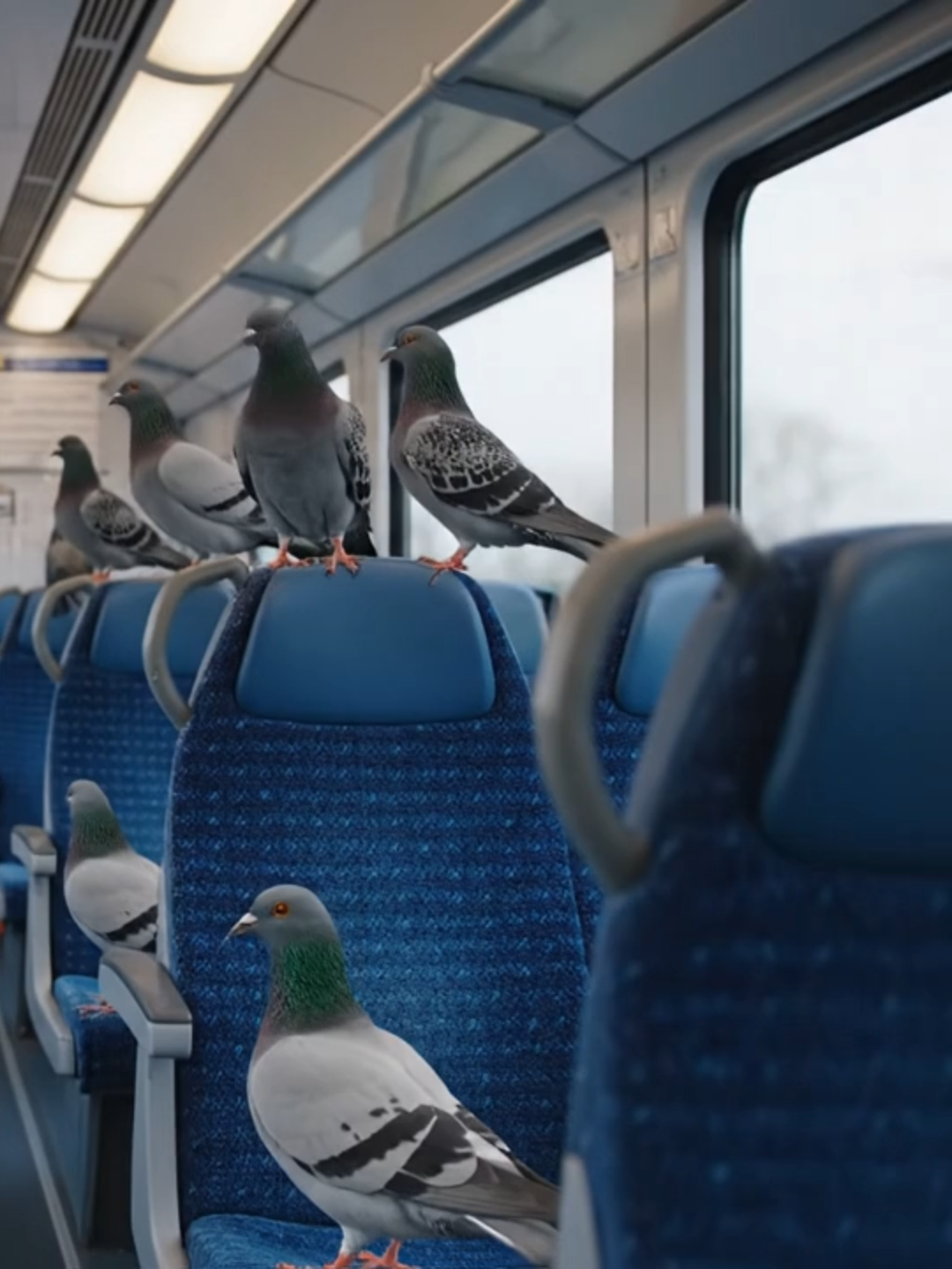 Vogels in de trein.