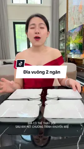 Đĩa vuông 2 ngăn đựng kèm nước chấm #diavuong #diavuongsaulong #ngocngannga #nnndiavuong2ngan 