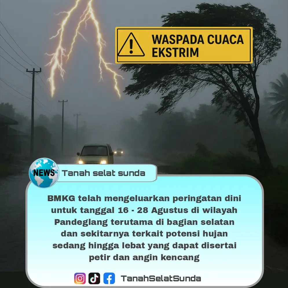Hindari aktivitas di luar ruangan terutama pada sore–malam, saat potensi kilat dan angin tingkat tinggi lebih besar. Pastikan pembuangan air (selokan, parit) lancar untuk menghindari genangan dan banjir lokal. Masyarakat di daerah rendah dan pesisir harap selalu memperbarui informasi dari kanal resmi BMKG, mengingat peringatan banjir diprediksi berlangsung hingga 28 Agustus  #waspadaanginkencang #bmkg  #pandeglangbanten #tiktokviral #fypシ゚ 