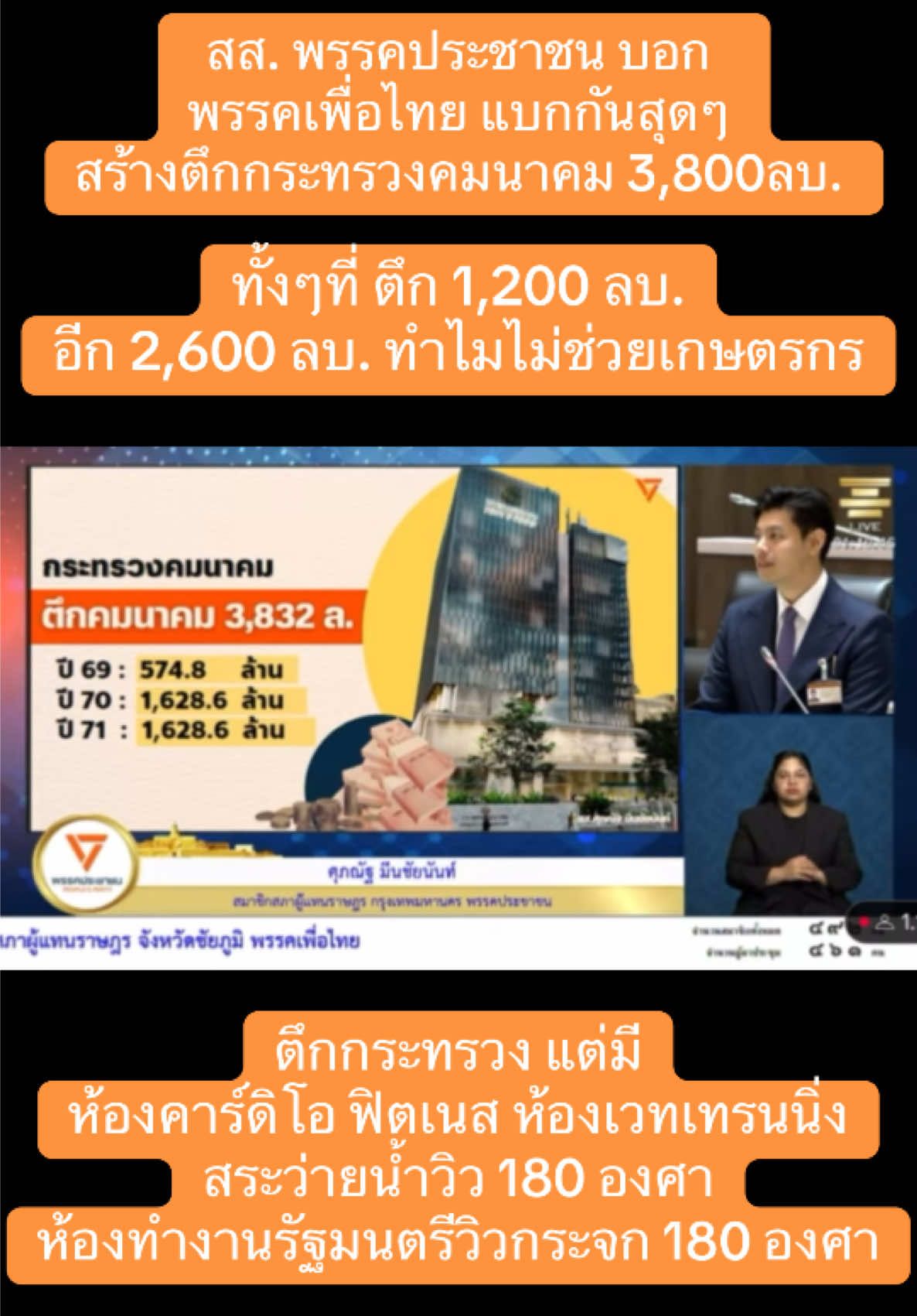 ตึกกระทรวงคมนาคม แต่มีห้องคาร์ดิโอ ฟิตเนส ห้องเวทเทรนนิ่ง สระว่ายน้ำวิว 180 องศา ห้องทำงานรัฐมนตรีวิวกระจก 180 องศา ลิฟต์ส่วนตัวรัฐมนตรี #พรรคเพื่อไทย #fyp 